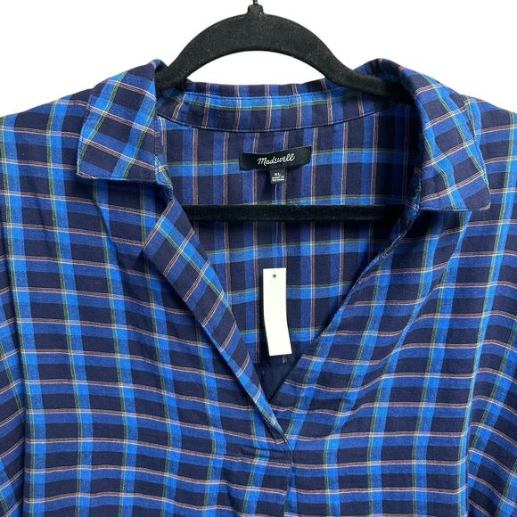 Madewell Blue Plaid Blouse - Picture 4 of 9